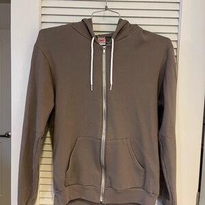 American Apparel Brown Zip Up Sweater with Hood